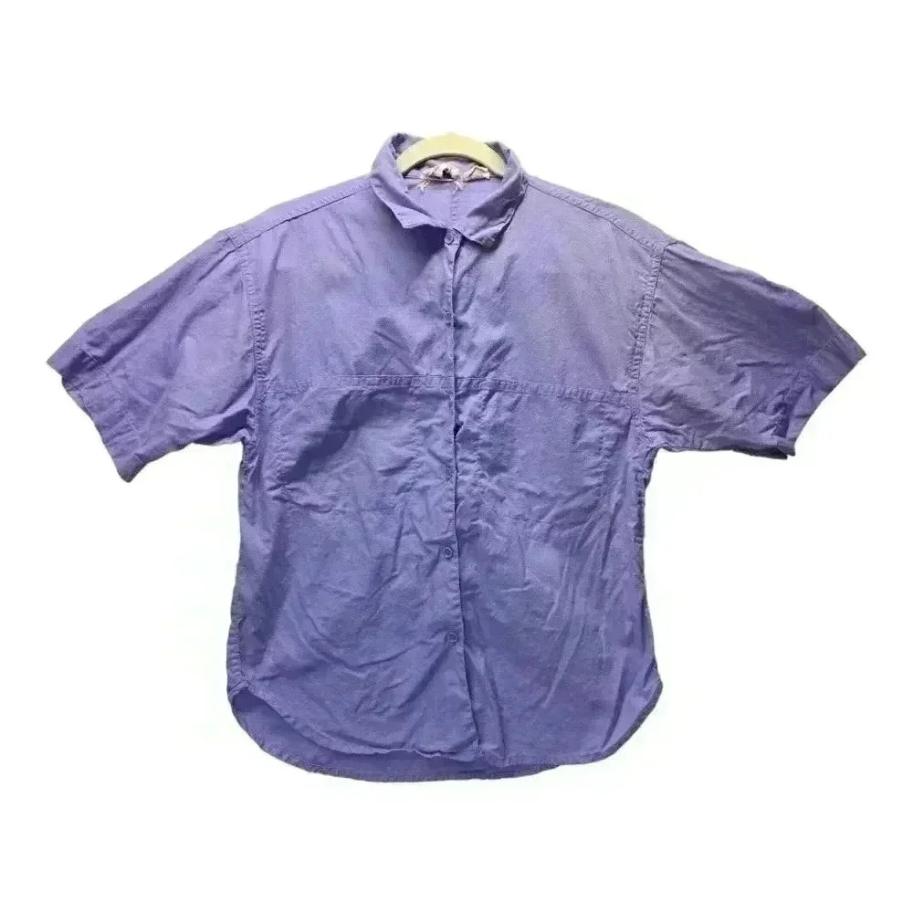 Vintage Fashion Force Button Up Shirt Size M Short Sleeve Purple *See Descriptio